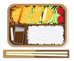 Japanese,Box,Lunch,(bento),Fried,Pork,Meat,Set.,Vector,Illustration